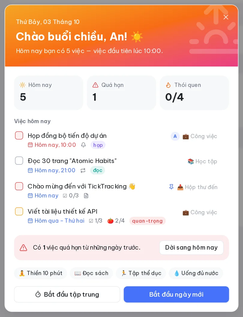 Tổng hợp mỗi ngày