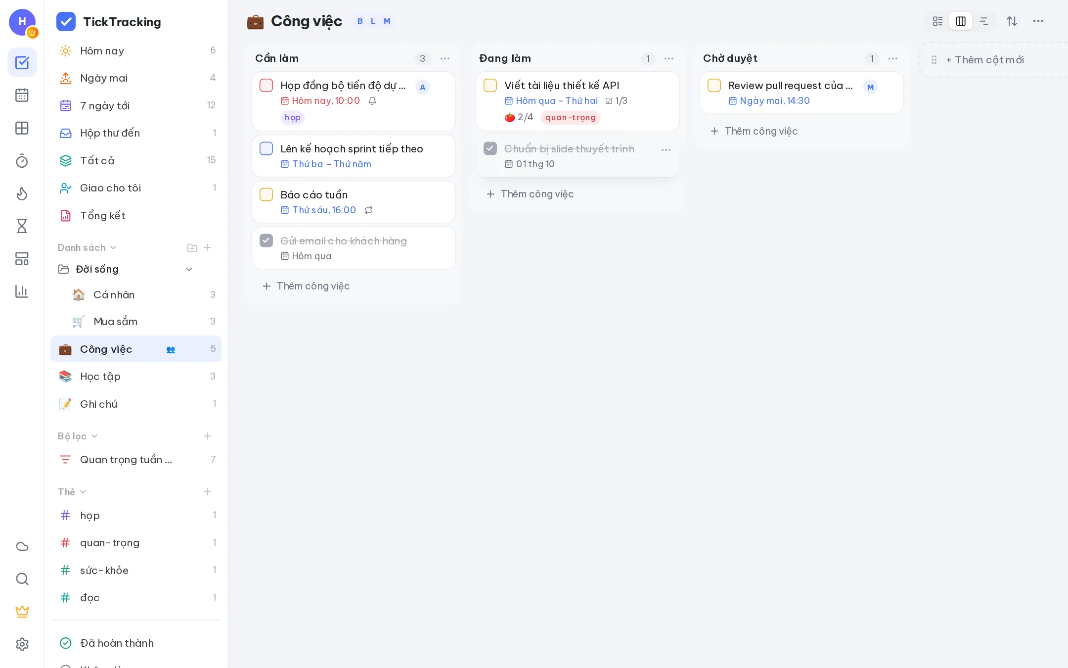 Danh sách, bảng Kanban hay dòng thời gian — tuỳ bạn
